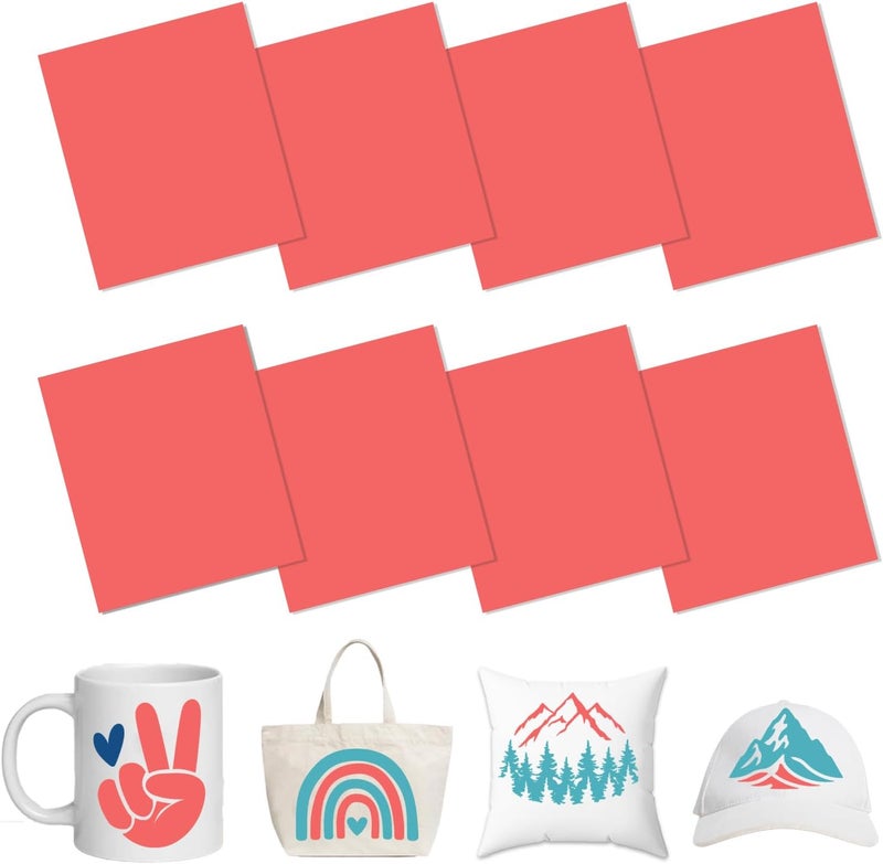 HTVSTD Pink Sublimation Ink Transfer Sheets 8 Sheets 12'' x 10''Neon Pink Sublimation Paper Transfer Sheets for Mugs Tumblers DIY Transfer Paper - Image 1